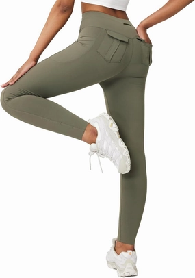 Casei Cargo Leggings with Pockets for Women Tummy Control Stretchy Soft Yoga Pants for Hiking Workout Drawstring Legging
