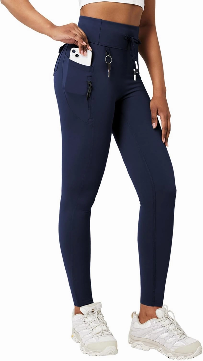 Casei Cargo Leggings with Pockets for Women Tummy Control Stretchy Soft Yoga Pants for Hiking Workout Drawstring Legging