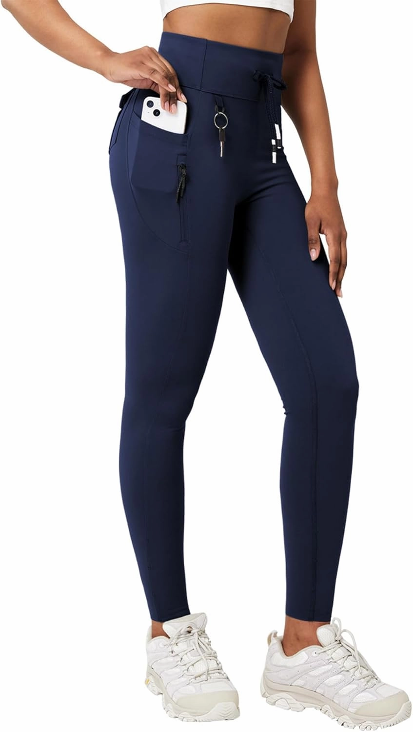 Casei Cargo Leggings with Pockets for Women Tummy Control Stretchy Soft Yoga Pants for Hiking Workout Drawstring Legging