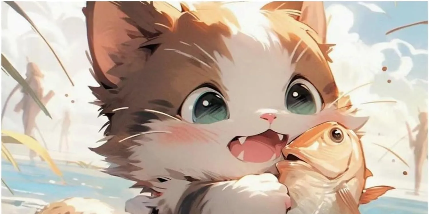 Cat and Fish Jigsaw Puzzle Adults Fun 1000 Pieces Cute Cartoon Stress Relief Toy Toy Intellectual Game Education Game Home Decoration Challenge Educational 1000pcs Gift for Women Men 29.5x19.7 Inch
