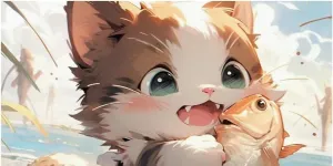 Cat and Fish Jigsaw Puzzle Adults Fun 1000 Pieces Cute Cartoon Stress Relief Toy Toy Intellectual Game Education Game Home Decoration Challenge Educational 1000pcs Gift for Women Men 29.5x19.7 Inch