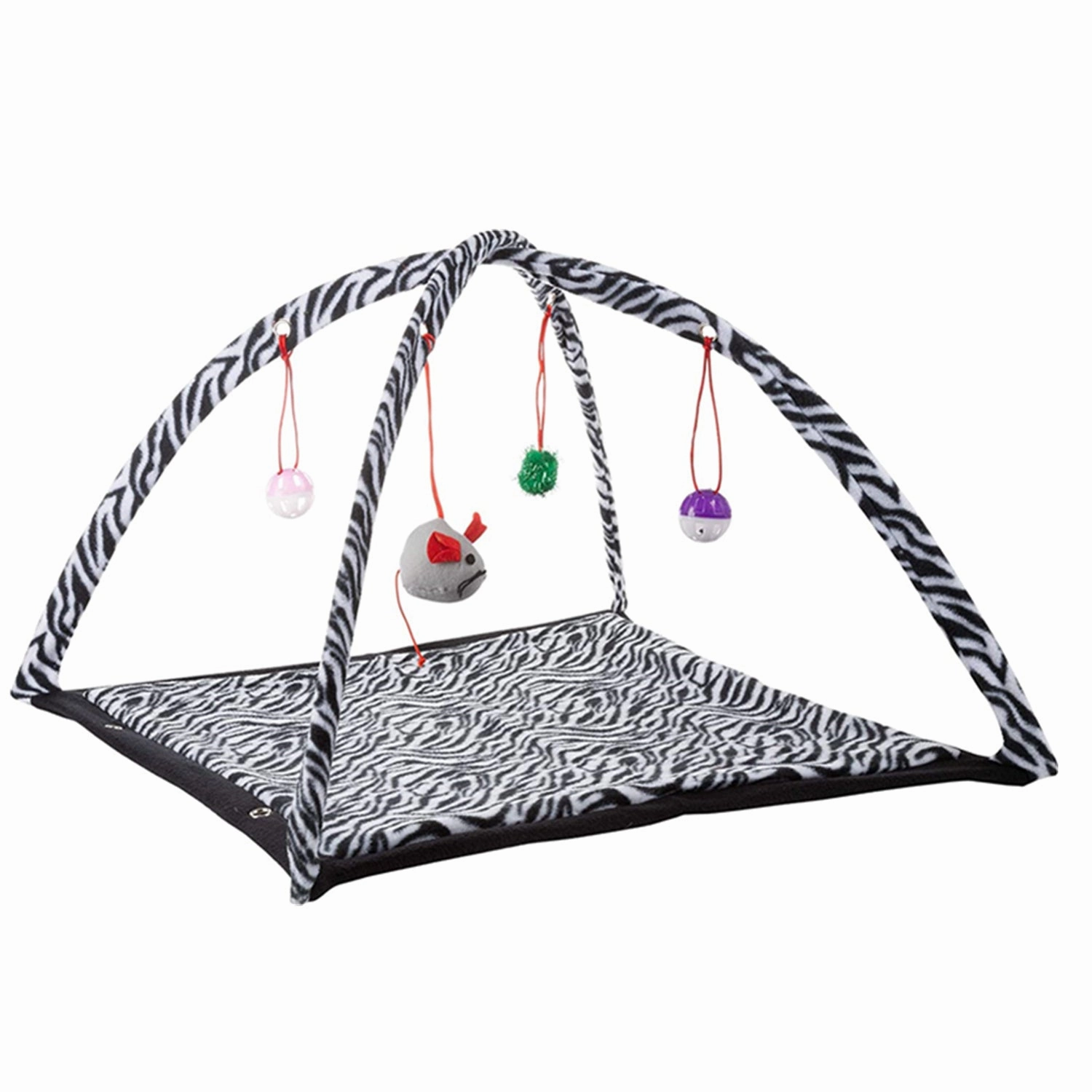 Cat Activity Center- Interactive Play Area Station for Cats, Kittens with Fleece Mat, Hanging Toys