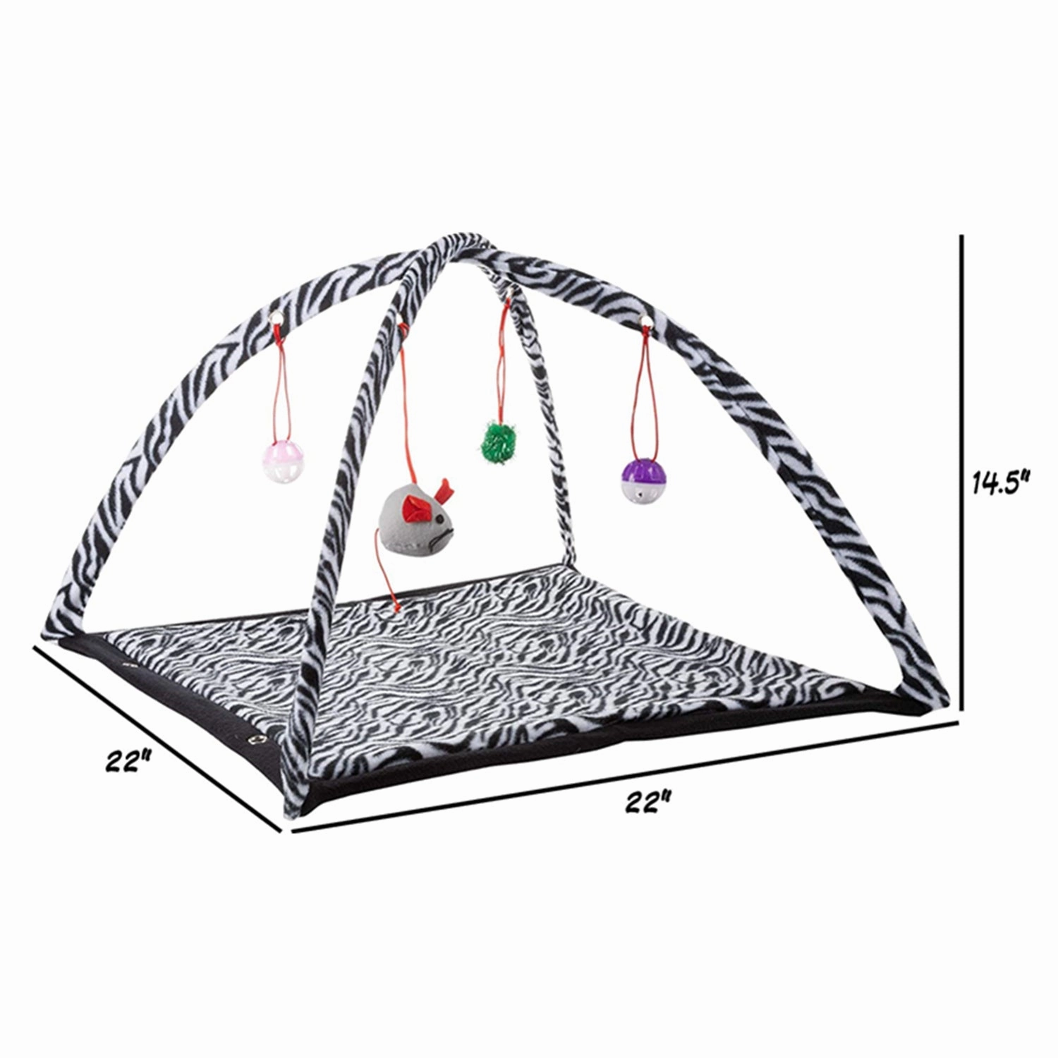 Cat Activity Center- Interactive Play Area Station for Cats, Kittens with Fleece Mat, Hanging Toys
