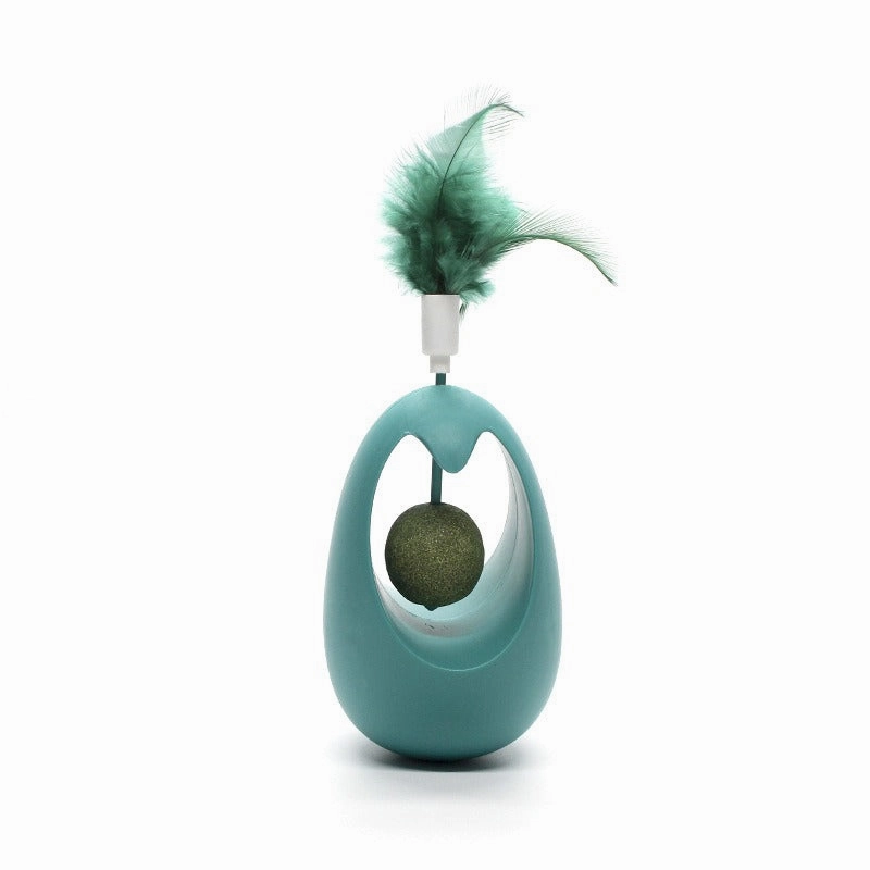 Catnip Ball Toy with Teasing Feather & Bell – Teeth Grinding & Cleaning