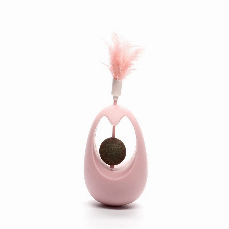 Catnip Ball Toy with Teasing Feather & Bell – Teeth Grinding & Cleaning