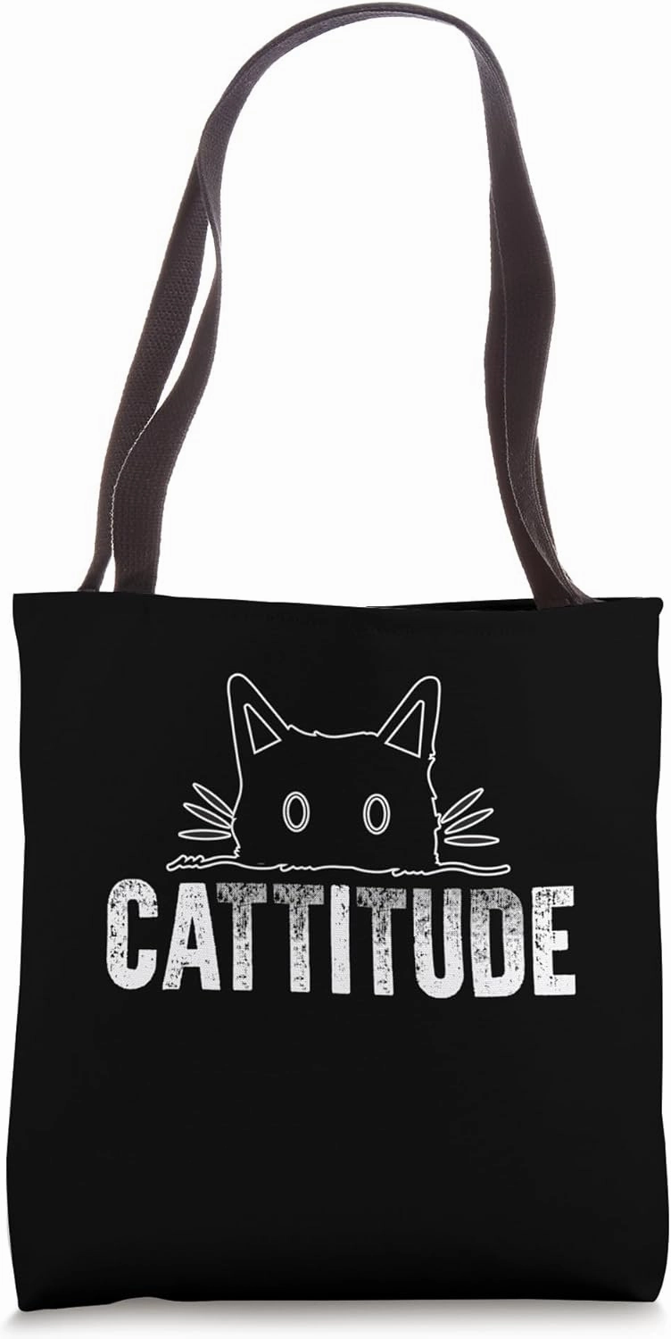 Cattitude Cat Lover Cute Kitty Whiskers Tote Bag