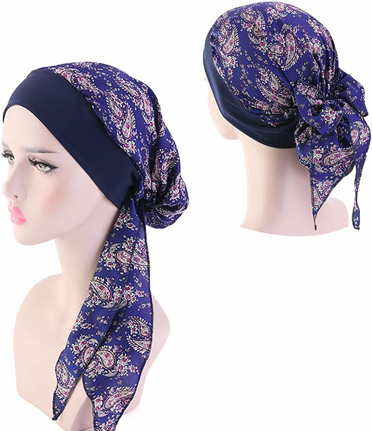 Chemo Headwear for Women 4 Pieces Pre Tied Head Scarf Beanie Skull Cover Cap