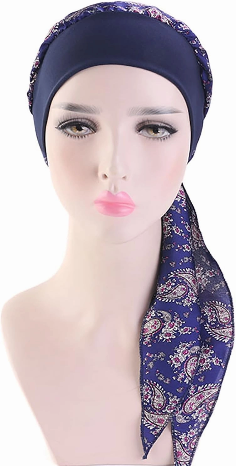 Chemo Headwear for Women 4 Pieces Pre Tied Head Scarf Beanie Skull Cover Cap