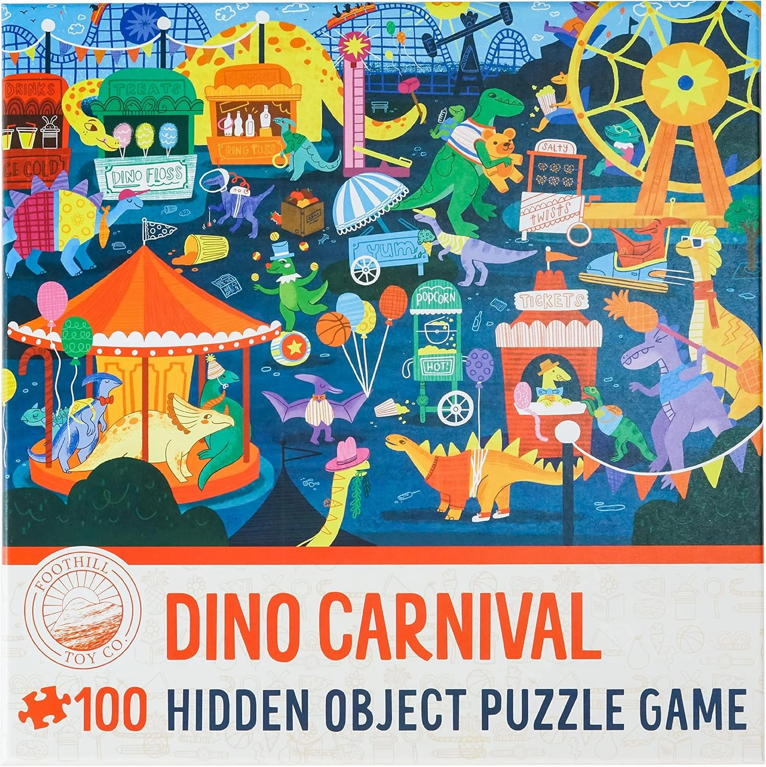 Children’s Jigsaw Puzzle | Unique Dinosaur Art | Educational Gift for Kids 3-8, Dino Carnival - 100 Piece