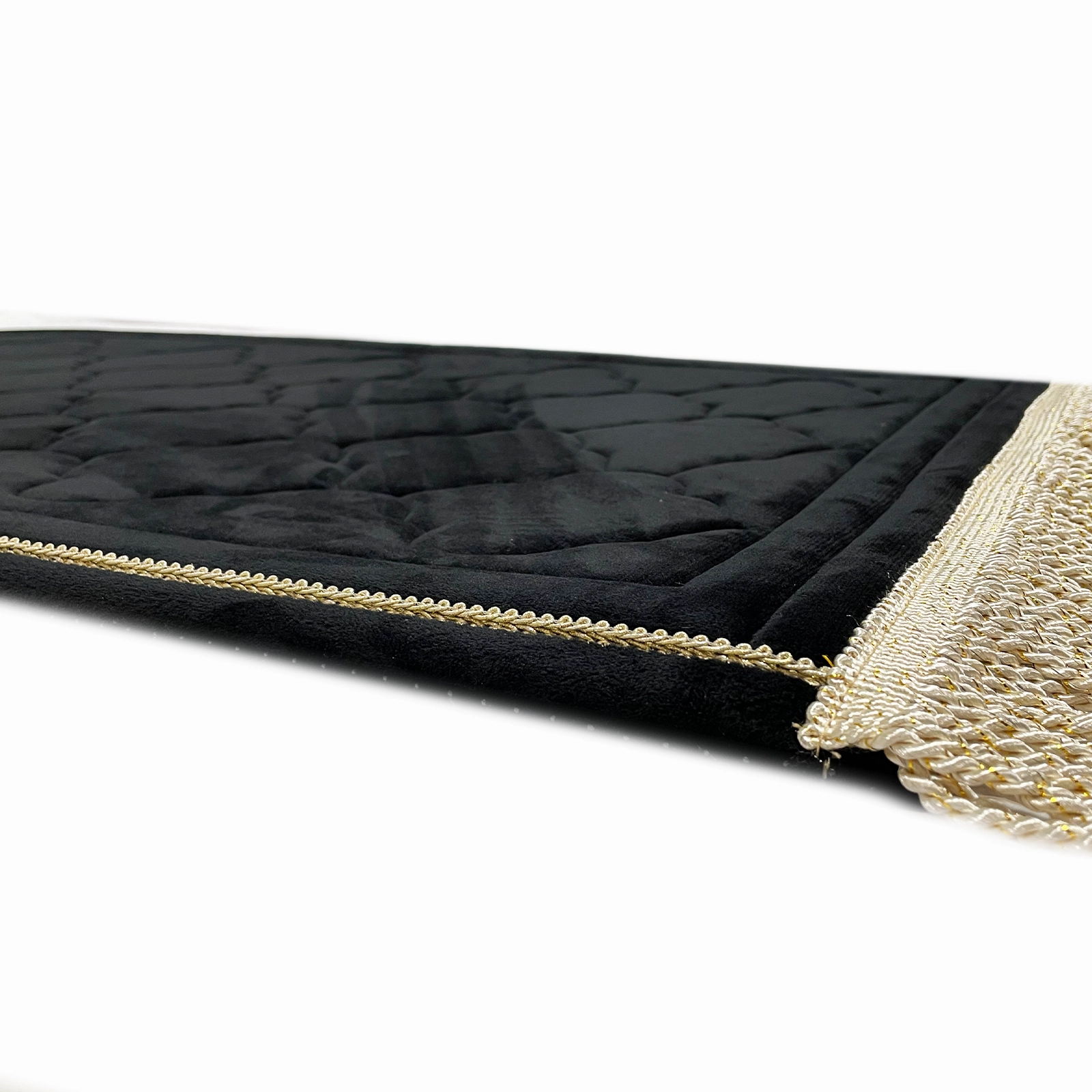 Children's Luxury Padded Tulip Salah Prayer Mat - Black
