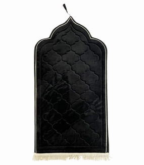 Children's Luxury Padded Tulip Salah Prayer Mat - Black