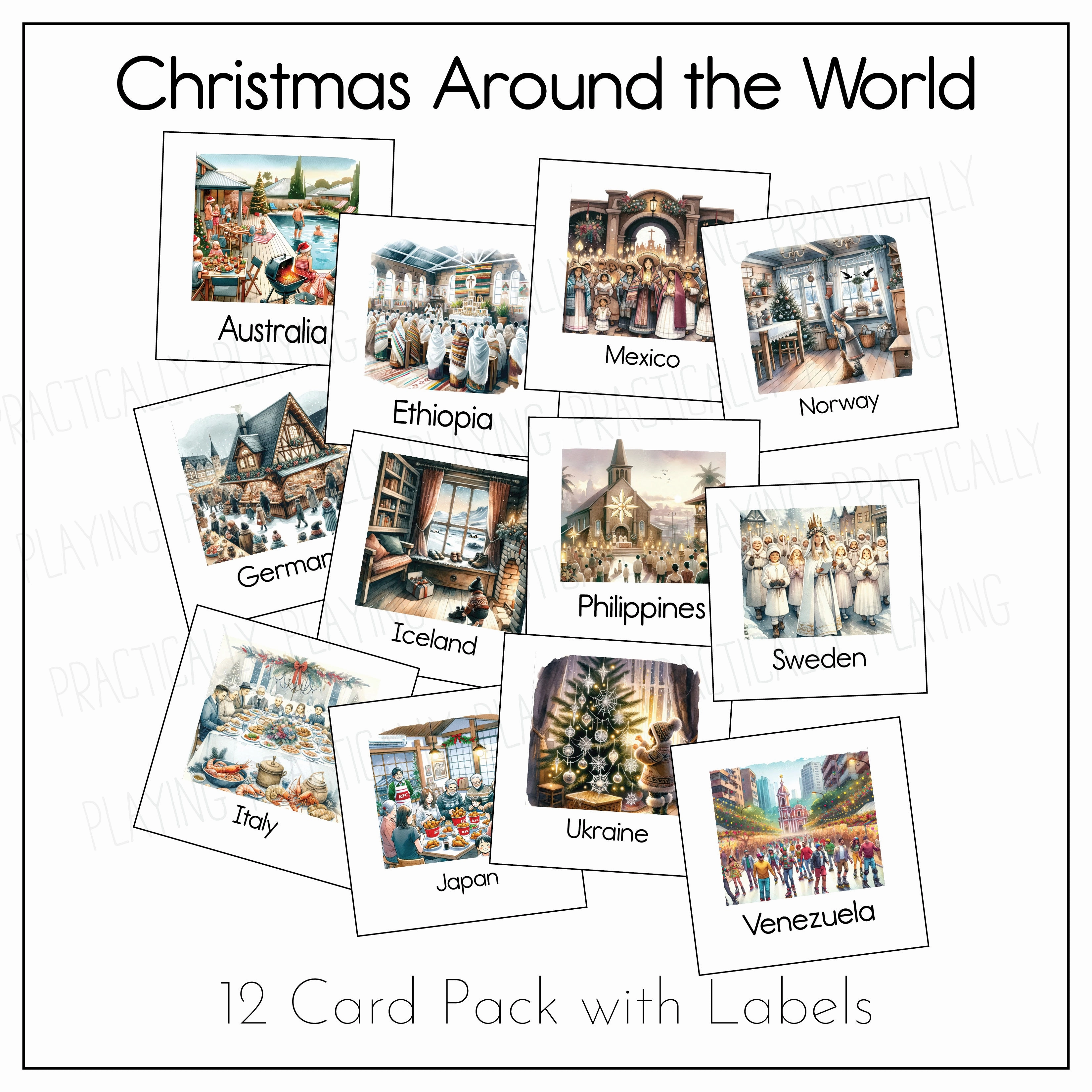 Christmas Around the World Game Essentials Pack: Printable Insert, Game and Loose Parts Pack