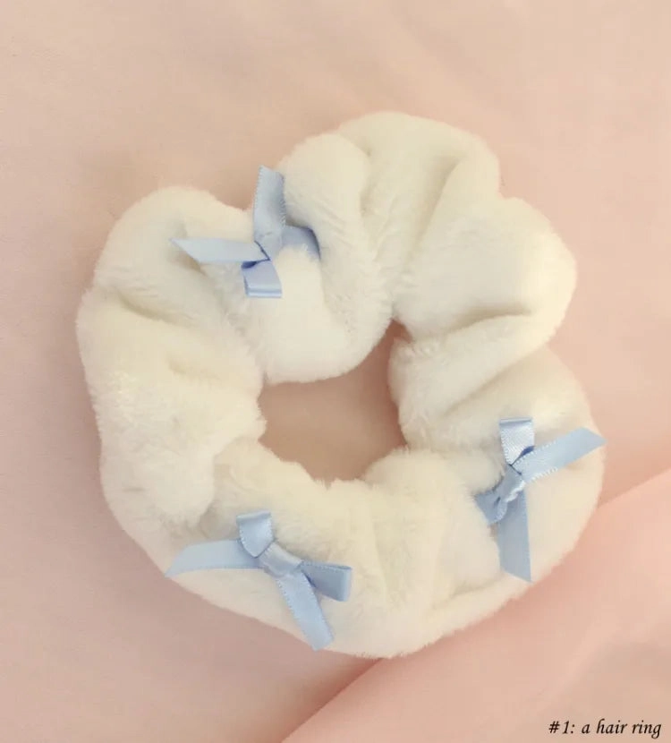 Cinnamoroll Inspired Bowknot Fluffy Hair Rings/Hairclip/Brooch