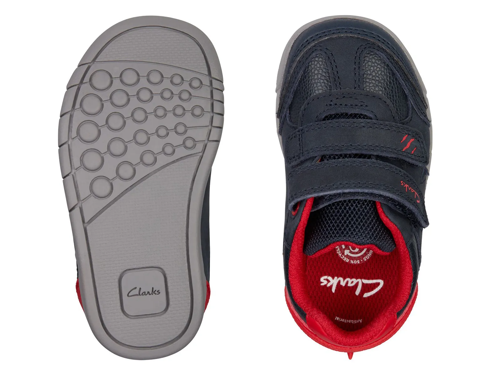 Clarks Rex Play T – Navy/Red Leather