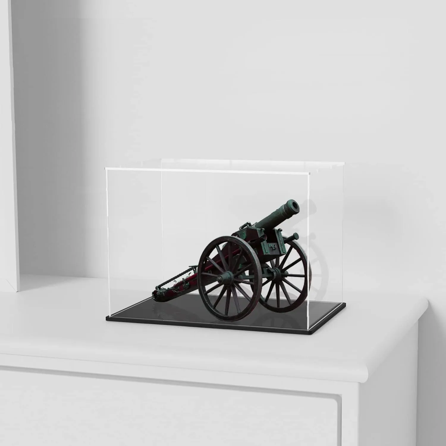 Clear Acrylic Display Show Case with Black Acrylic Base for 1:18 Scale Car Model, Simple Self-Assembly Dustproof Showcase, Cube Countertop Box for Vehicle Toys, Collectibles (13x6.7x6.3 inch)