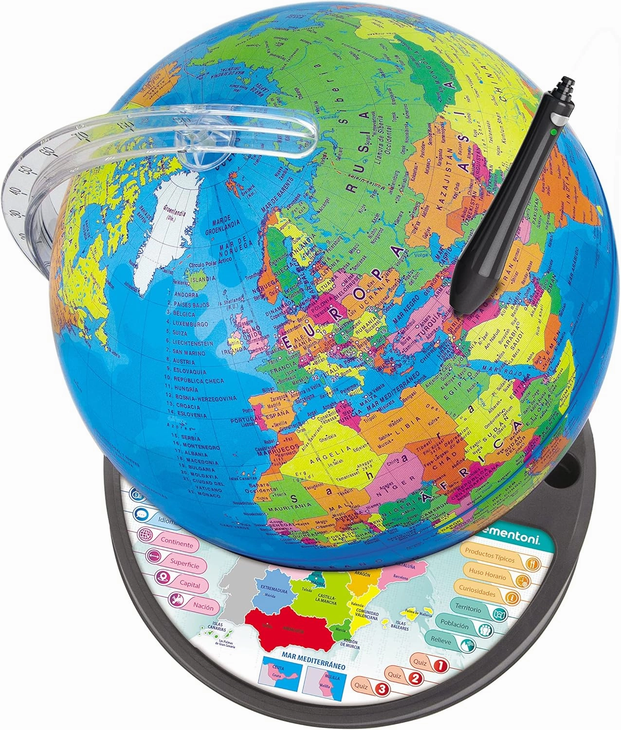 Clementoni - Exploramundo Arco Luminoso - Interactive Globe with Light, Ages 7 and Up, Toy in Spanish (55386)