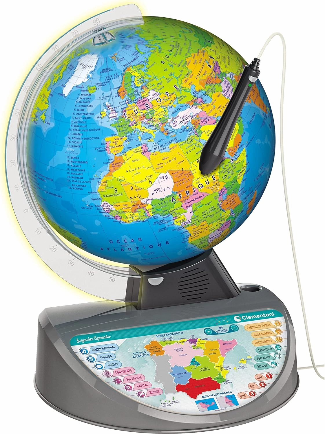Clementoni - Exploramundo Arco Luminoso - Interactive Globe with Light, Ages 7 and Up, Toy in Spanish (55386)