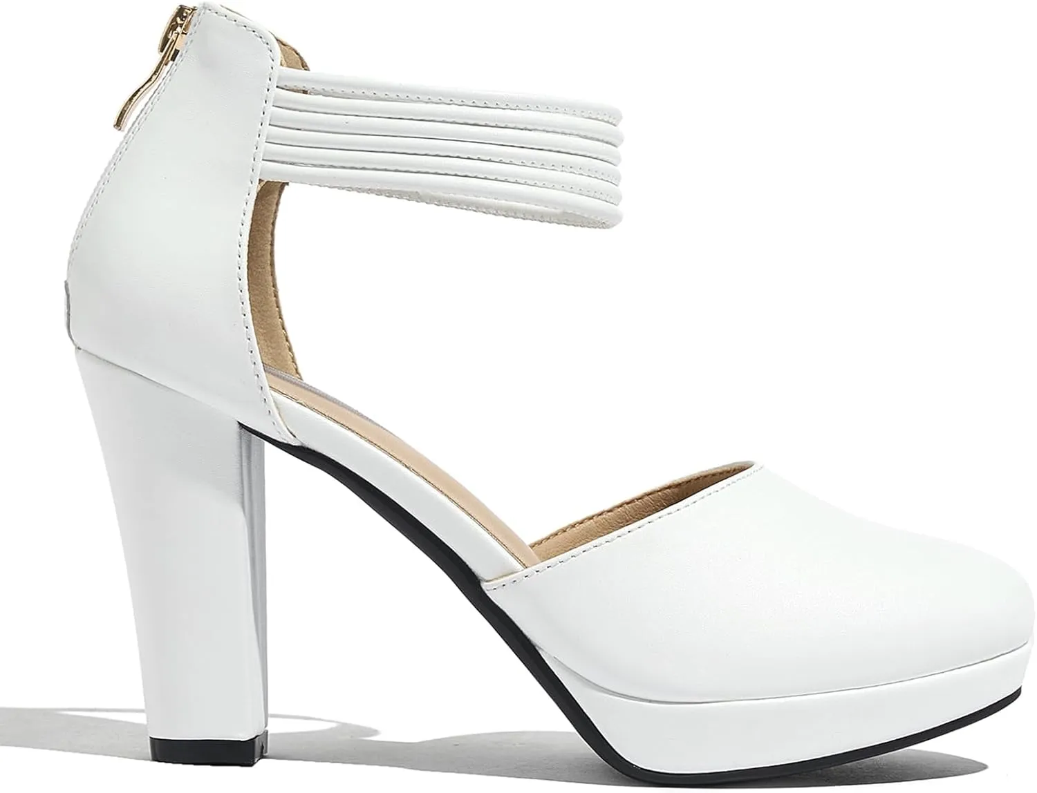 Closed Toe Heels Platform Heels Ankle Strap Dress Shoes for Women