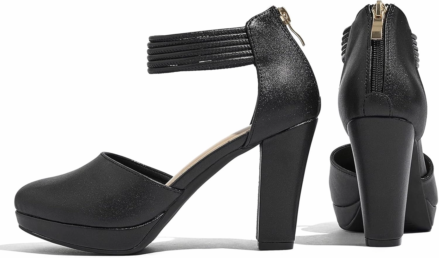 Closed Toe Heels Platform Heels Ankle Strap Dress Shoes for Women