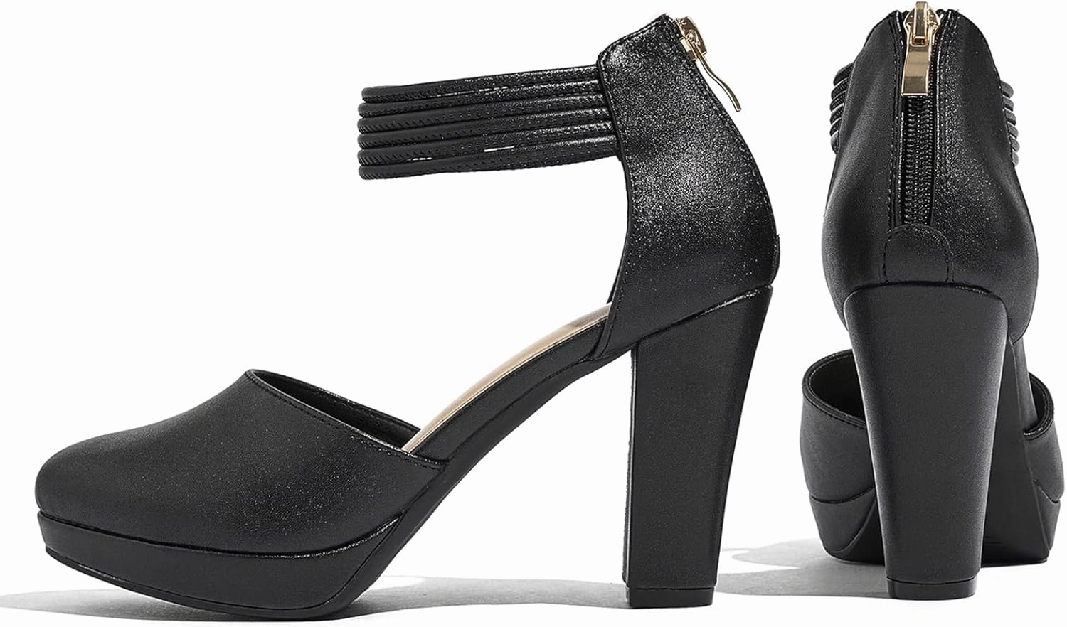 Closed Toe Heels Platform Heels Ankle Strap Dress Shoes for Women