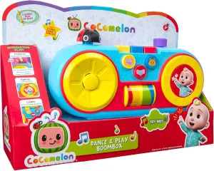 CoComelon Dance and Play Boombox, 8 Full Songs, Colors, Animal Sounds, Numbers- Educational Music Toys, Carry N’ Go Handle, Toys for Kids and Preschoolers