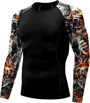 color cosplayer Jiu Jitsu Men American Flag UPF 50  Sun Protection Printed Rash Guard Long Sleeve Swim Shirts
