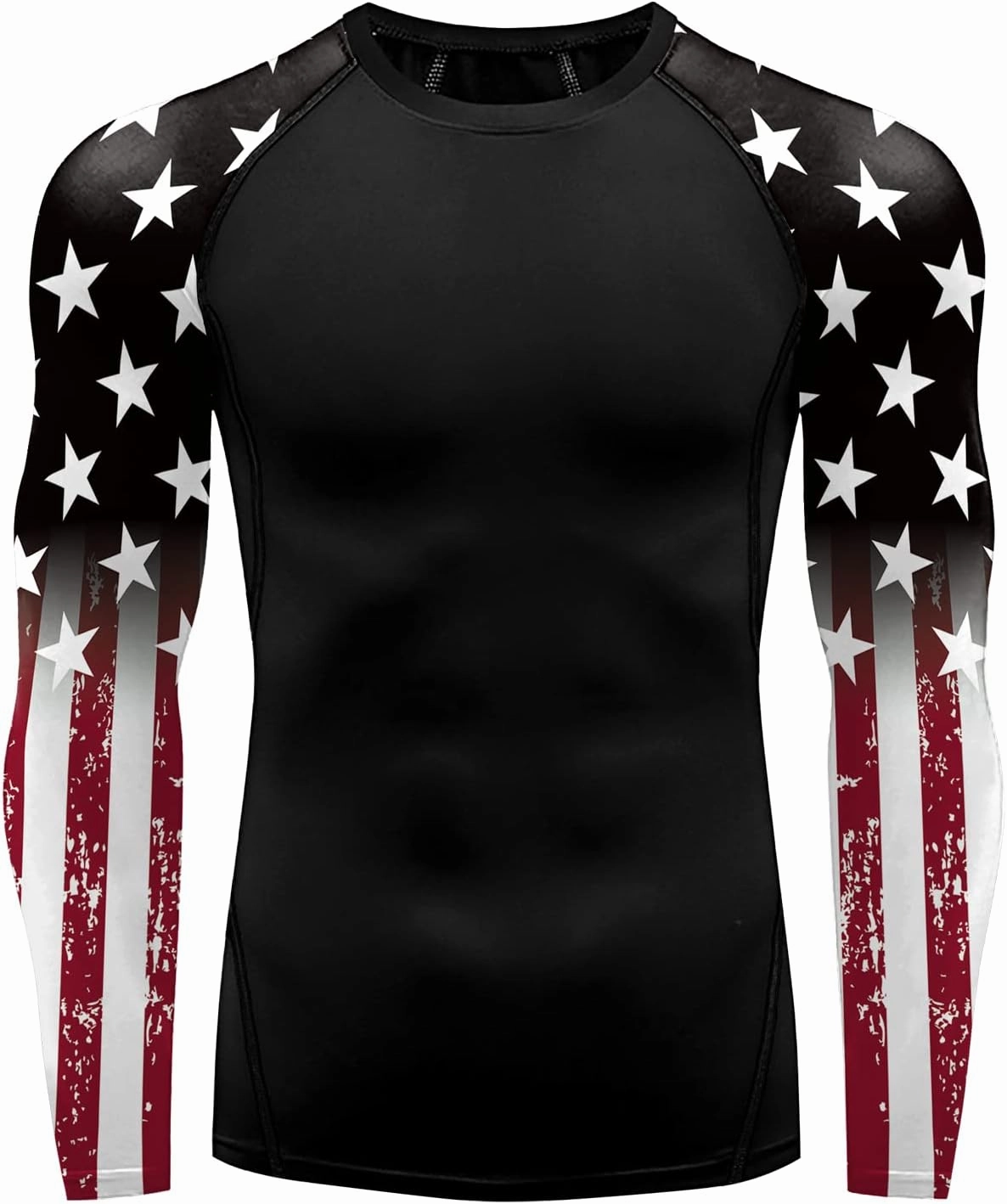 color cosplayer Jiu Jitsu Men American Flag UPF 50  Sun Protection Printed Rash Guard Long Sleeve Swim Shirts