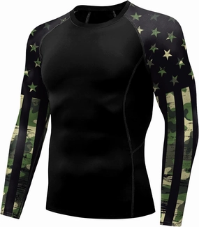 color cosplayer Jiu Jitsu Men American Flag UPF 50  Sun Protection Printed Rash Guard Long Sleeve Swim Shirts