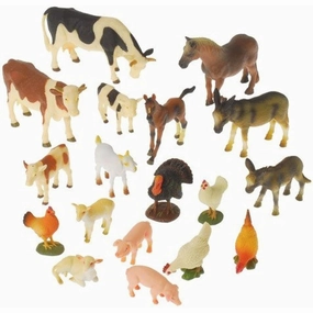 Constructive Playthings Realistic Farm Animal Toys for Ages 3 and Up, Set of 18