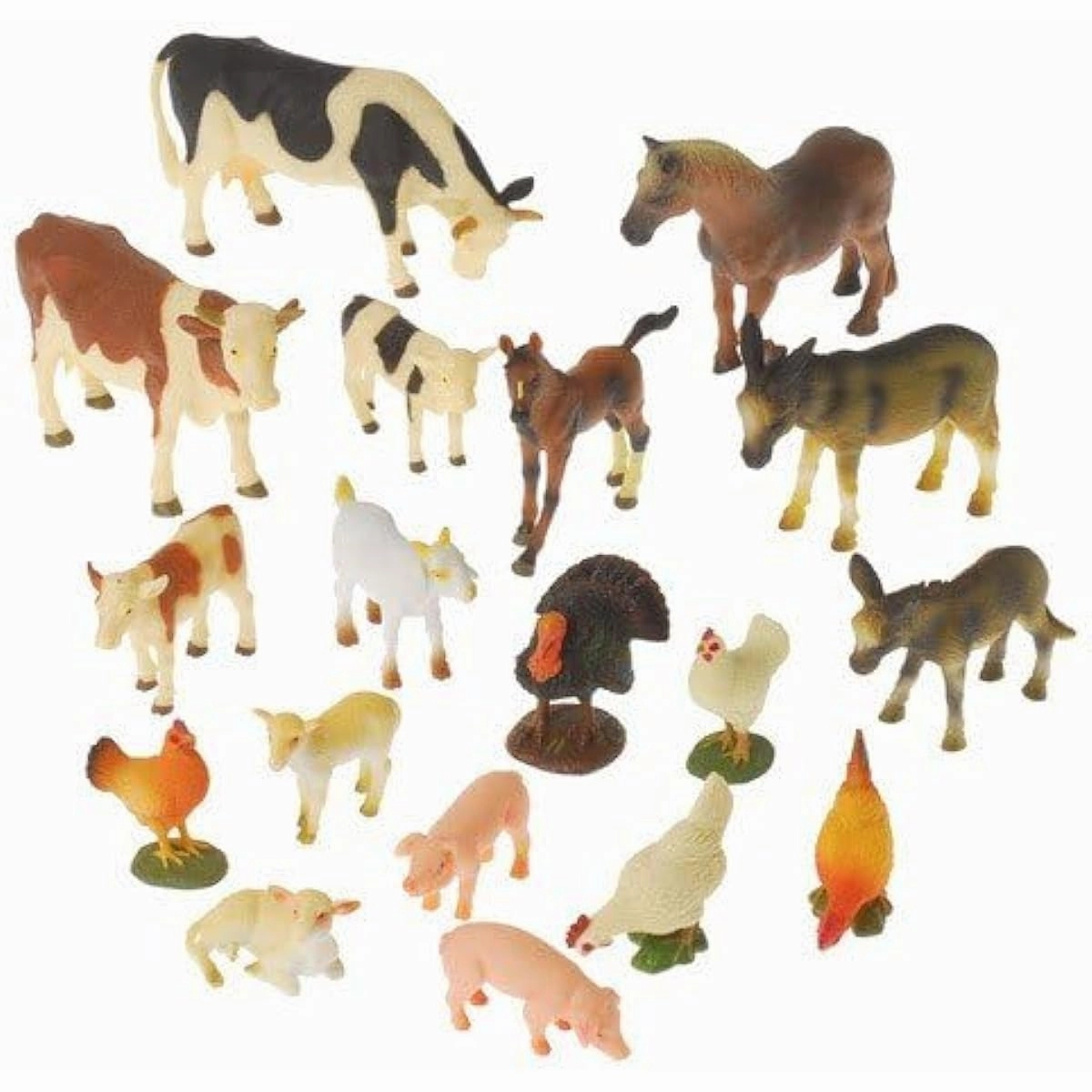 Constructive Playthings Realistic Farm Animal Toys for Ages 3 and Up, Set of 18