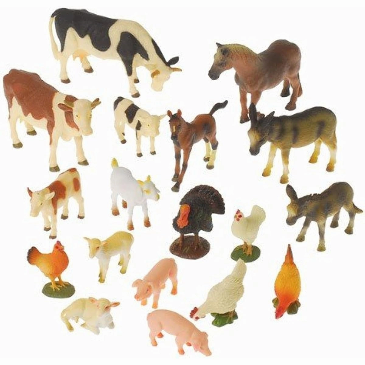 Constructive Playthings Realistic Farm Animal Toys for Ages 3 and Up, Set of 18