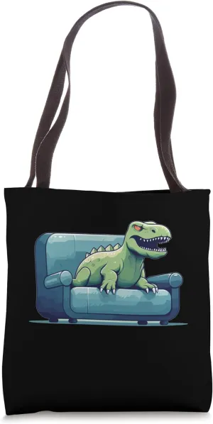 Cool Couch with Cretaceous Pet for funny Reality Shows Tote Bag