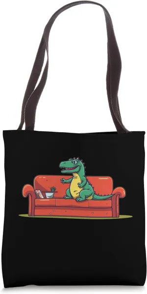 Cool Couch with Cretaceous Pet for funny Talk Shows Tote Bag