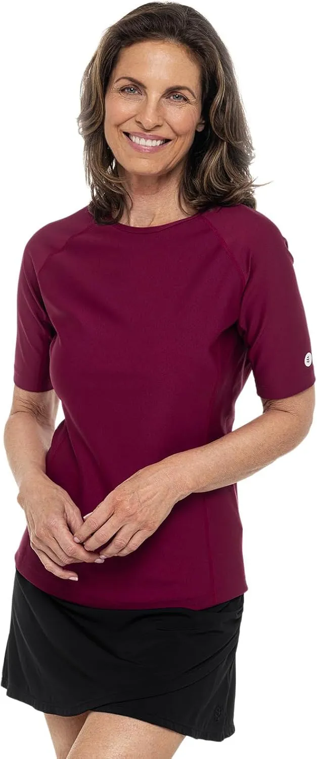 Coolibar UPF 50  Women's Hightide Short Sleeve Swim Shirt - Sun Protective