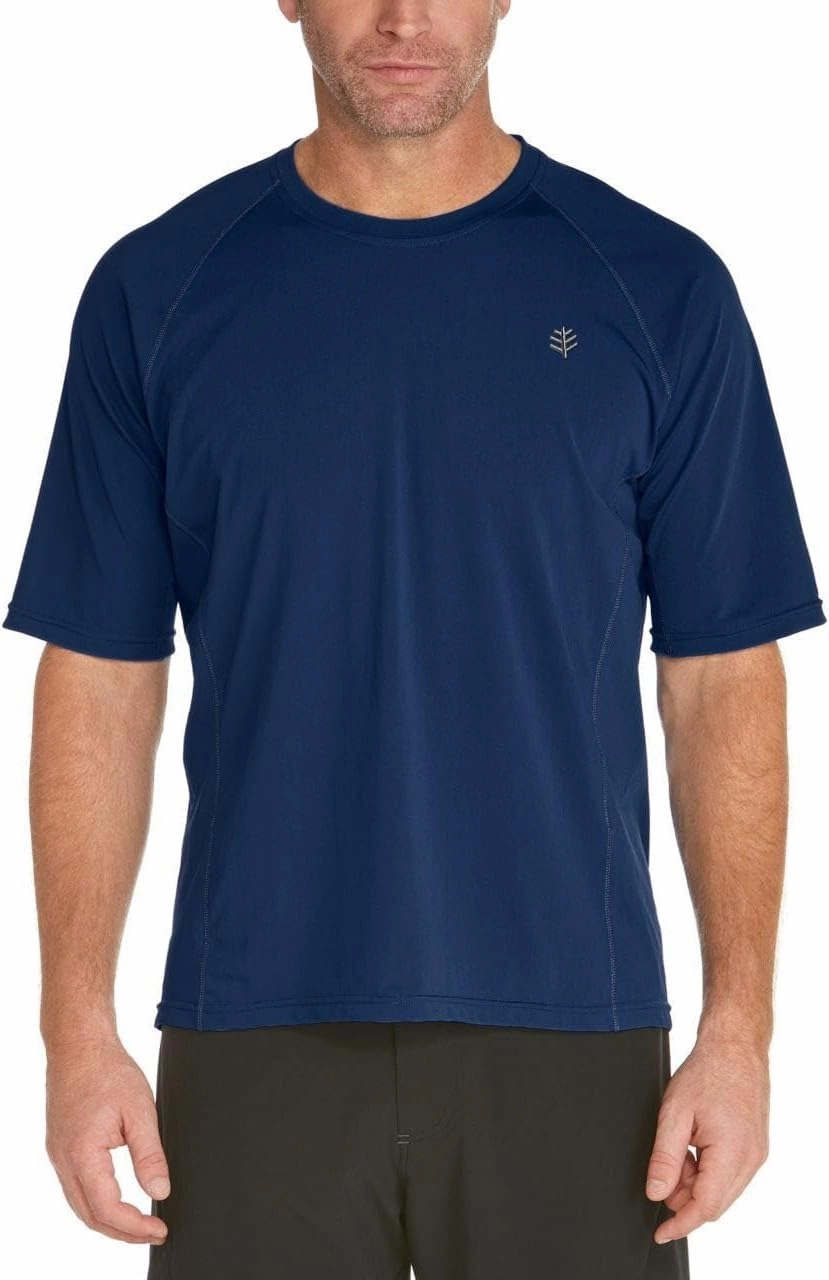 Coolibar UPF 50  Men's Hightide Short Sleeve Swim Shirt - Sun Protective