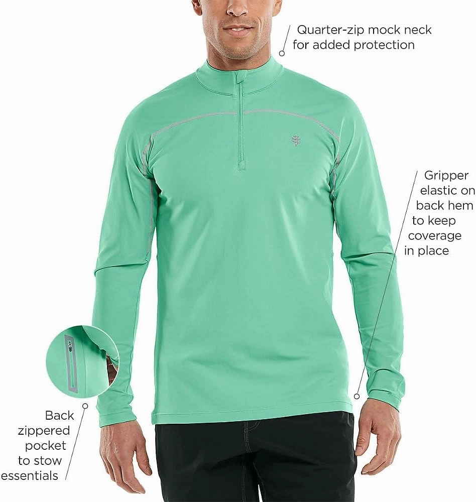 Coolibar UPF 50  Men's Nocona Zip Rash Guard - Sun Protective