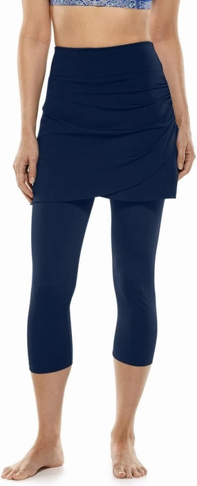 Coolibar UPF 50  Women's Kahula Skirted Swim Capris - Sun Protective