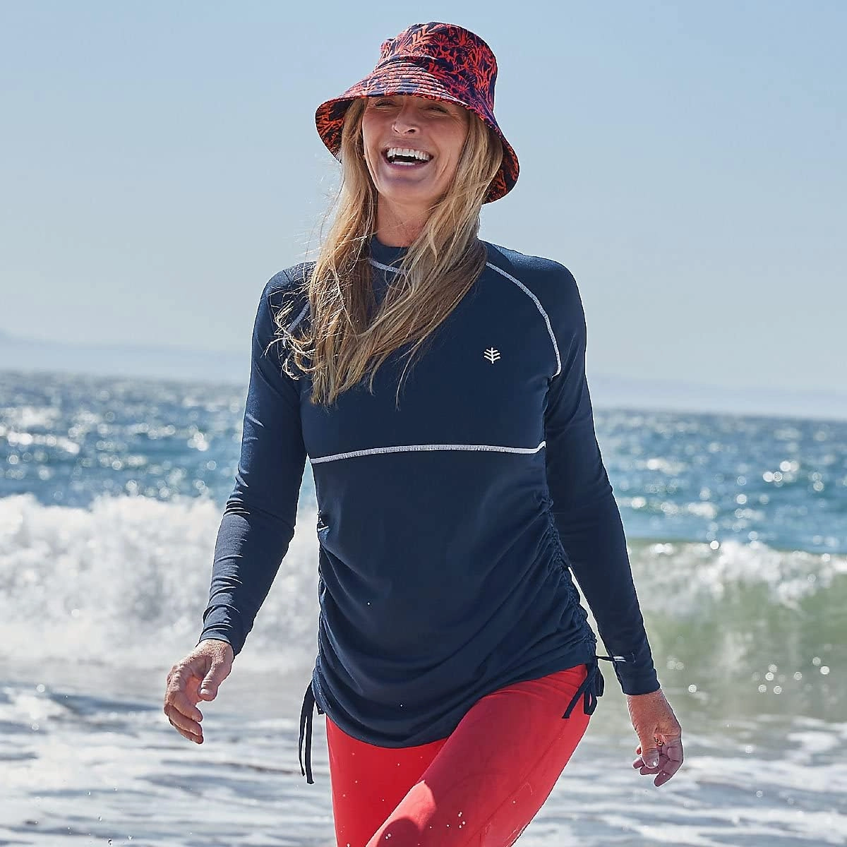 Coolibar UPF 50  Women's Lawai Ruche Swim Shirt - Sun Protective