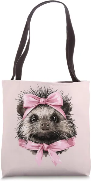 Coquette Bow Porcupine Cute Girl Mom Pink Mother's Day Tote Bag