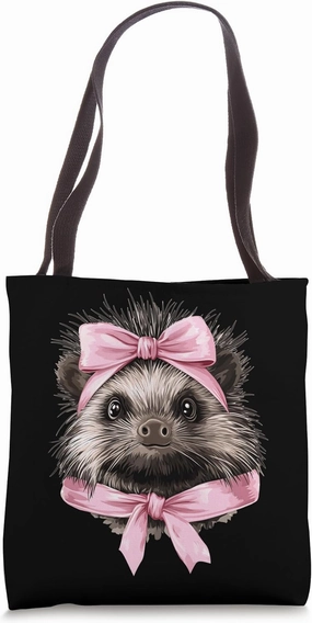 Coquette Bow Porcupine Cute Girl Mom Pink Mother's Day Tote Bag