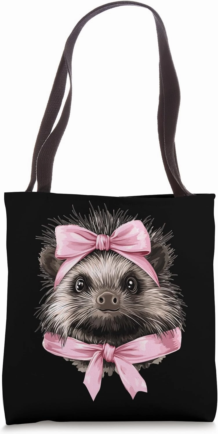 Coquette Bow Porcupine Cute Girl Mom Pink Mother's Day Tote Bag