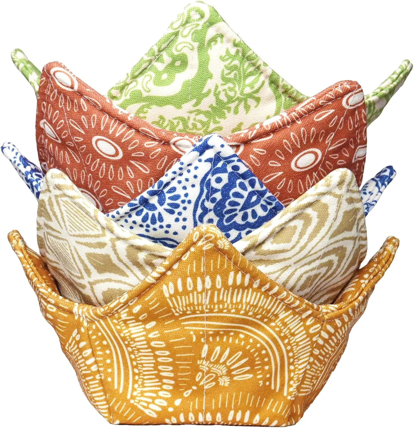 Cotton Microwave Bowl Cozy Holders, Microwave Safe Hot bowl Holders, bowl Snuggies, Soup Bowl Cozy (Bohemia)