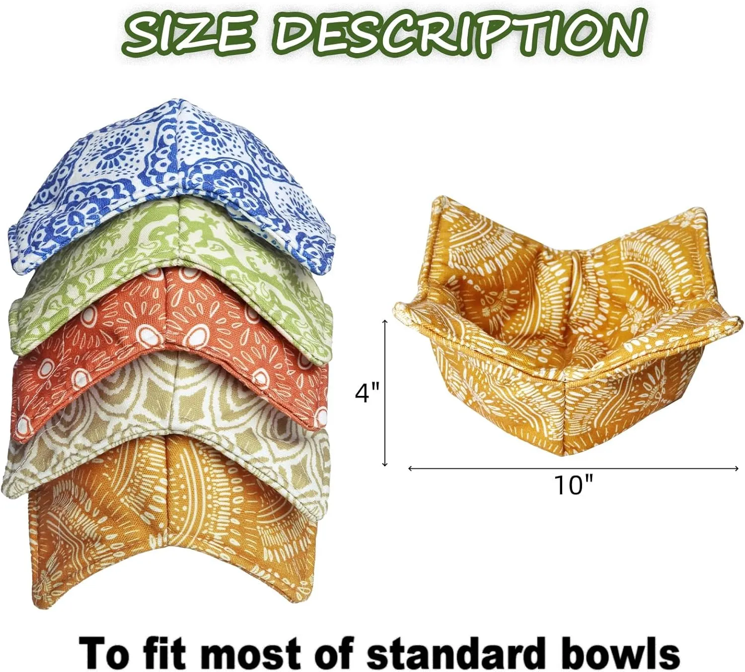 Cotton Microwave Bowl Cozy Holders, Microwave Safe Hot bowl Holders, bowl Snuggies, Soup Bowl Cozy (Bohemia)
