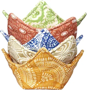 Cotton Microwave Bowl Cozy Holders, Microwave Safe Hot bowl Holders, bowl Snuggies, Soup Bowl Cozy (Bohemia)