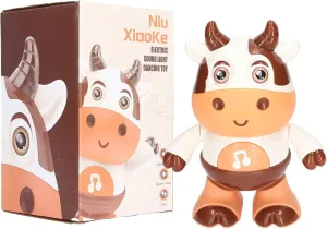 Cow Light Up Dancing Cow,Singing and Dancing Cute Little Cow Music Lighting Swinging Dancing Robot Interactive Music Cow Crawling Toy with Music and Led Lights,for Kids