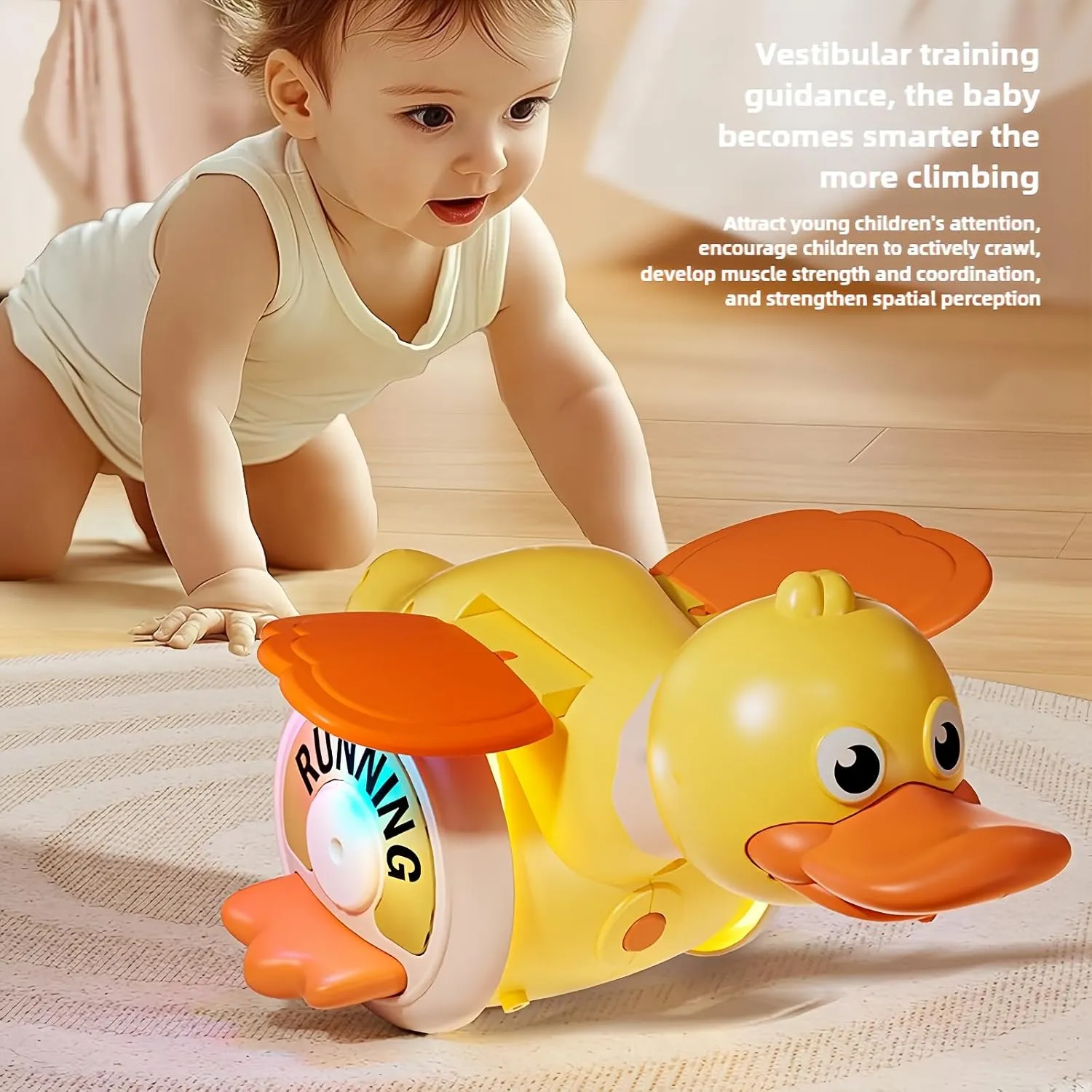 Crawling Duck Baby Toy Infant Sensory Runing Dancing Duck Tummy Time Toys 3 4 5 6 7 8 9 10 11 12 Babies Boy Girl 3-6 6-12 Learning Crawl Walking Toddler Gifts for 18 Months Old (Yellow)