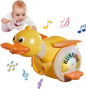 Crawling Duck Baby Toy Infant Sensory Runing Dancing Duck Tummy Time Toys 3 4 5 6 7 8 9 10 11 12 Babies Boy Girl 3-6 6-12 Learning Crawl Walking Toddler Gifts for 18 Months Old (Yellow)