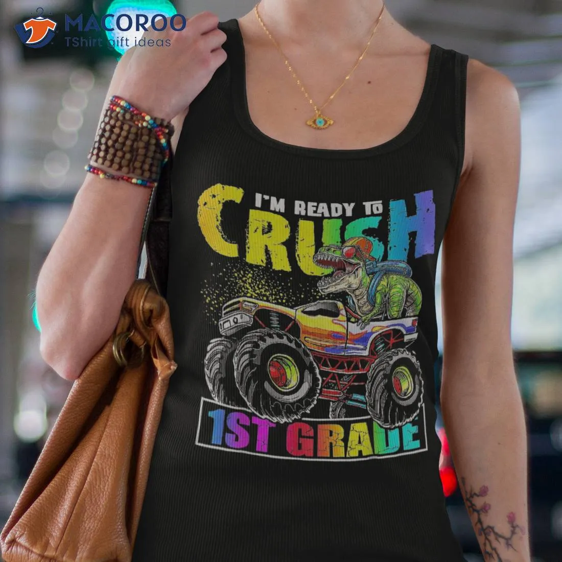 Crush 1st Grade Dinosaur Monster Truck Back To School Boys Shirt
