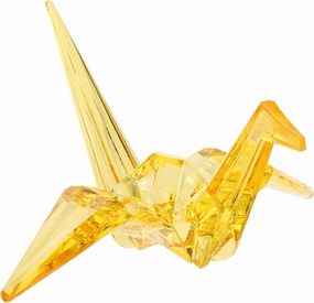 Crystal Origami Crane Model, Desktop Origami Crane Figure Transparant Animal Statue Paper Crane Decor Children Origami Crane Toys Orange Ornaments