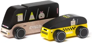Cubika 15498 - Wooden Bus and Taxi, Children's Toy Vehicles. More 18 Months